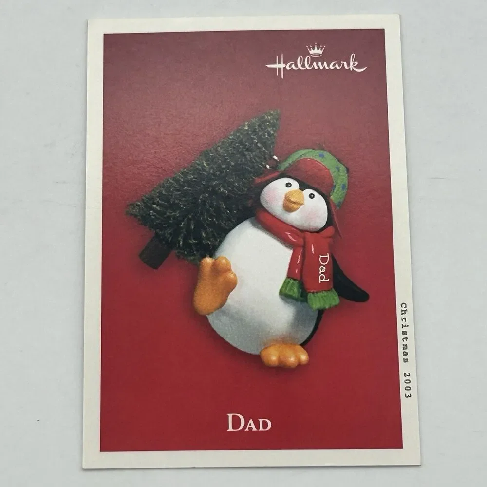 Hallmark Keepsake Ornament Christmas DAD Penguin with Stocking Candy Cane 2003